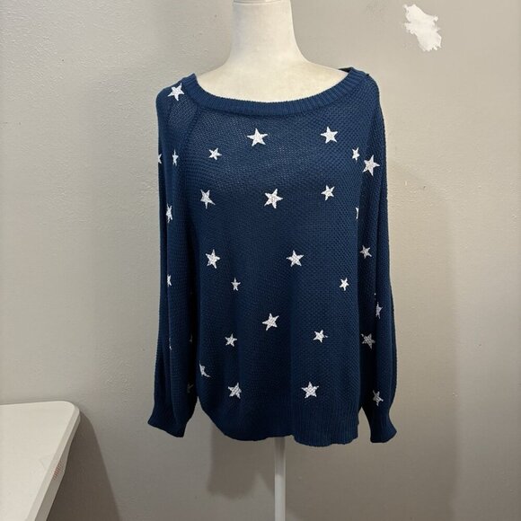Umgee Full Size Star Open Knit Sweater Beachy Style Women Large - Picture 1 of 10